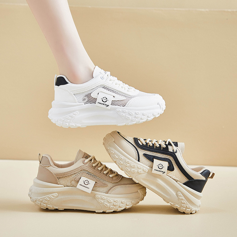 Hollow Women's Sports New Thick Soft soled Breathable Shoes Designer Fashion Trend Mesh Multi functional Casual Shoes