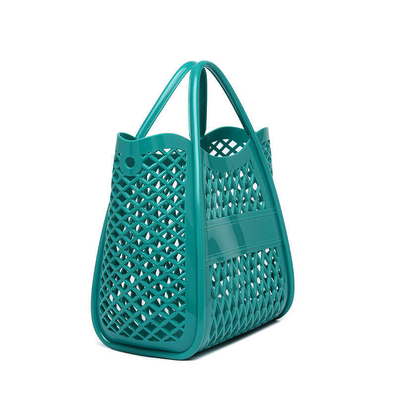 new handbag pvc jelly shopping beach bag bath and wash large capacity hollow out handheld vegetable basket