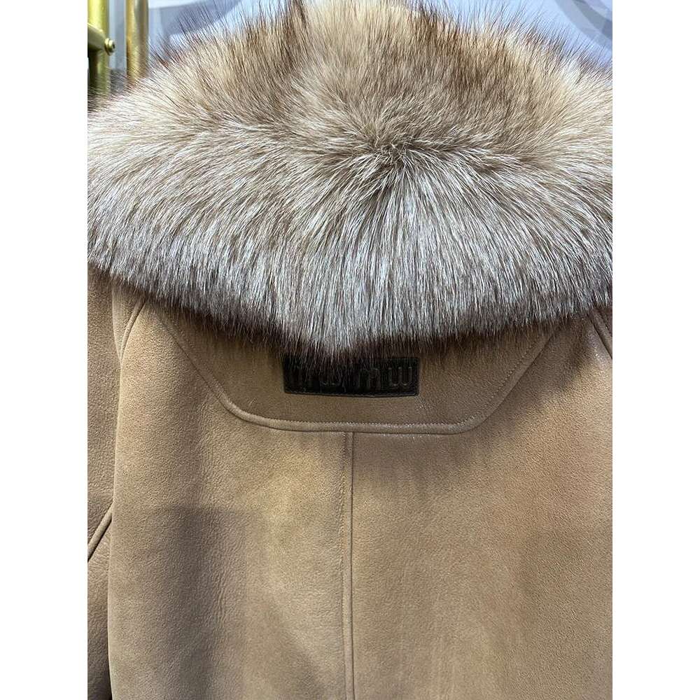 Winter Women Real Natural Fox Collar Mink Merino Sheep Fur Coat Genuine Leather Jacket Thick Female Coats Designer