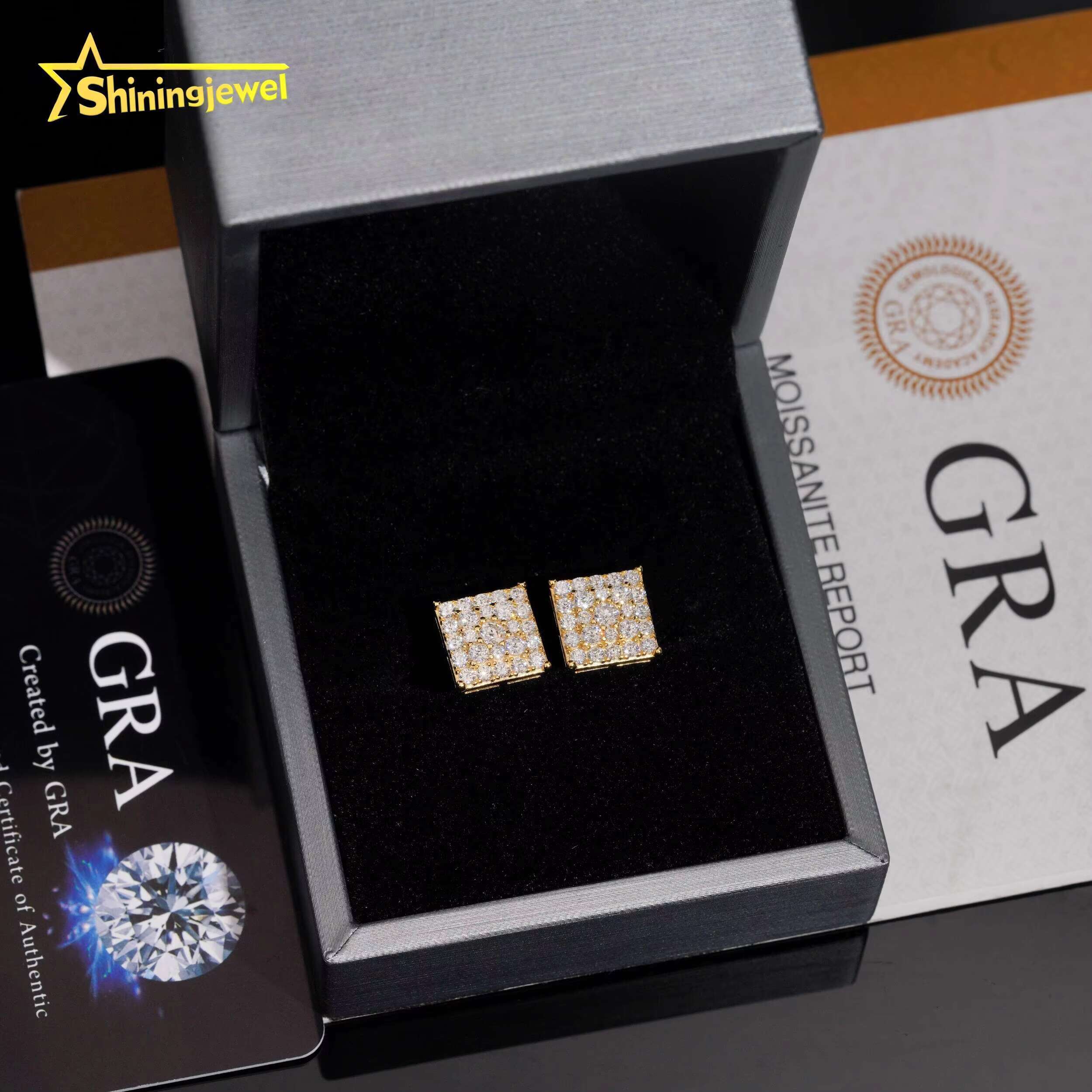 Hot Luxury Diamond Jewelry Pass Tester Stocks 925 Sterling Silver VVS Custom Sparkling Moissanite Stud Earring Men Earrings