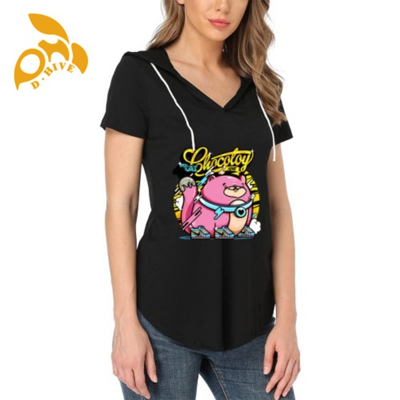 Free Shipping Designer Summer Oversize shirt Customized Tees fashion Ladies' short-sleeved V-tie hat T-shirt size S-XXL