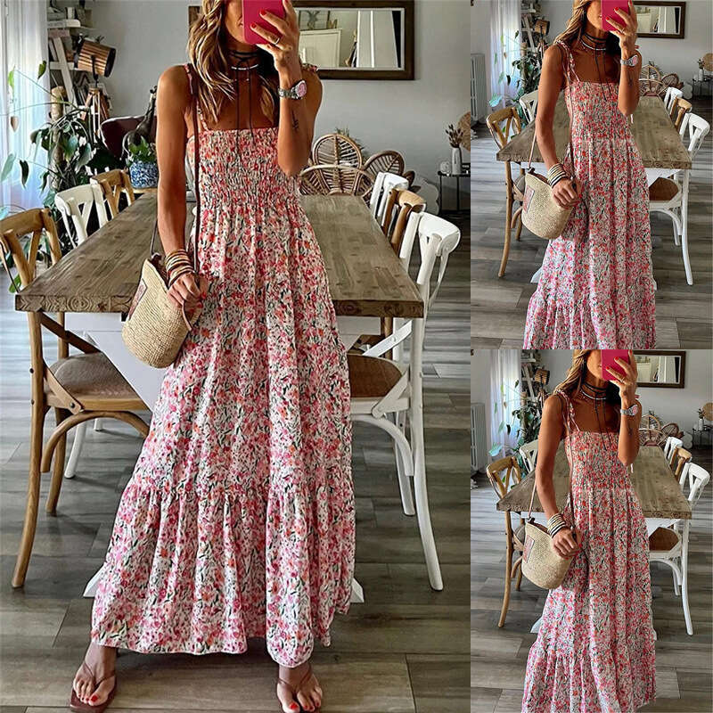 Maxi Dress Spring Summer New Women S Printed Strap Top Dress Formai Dress