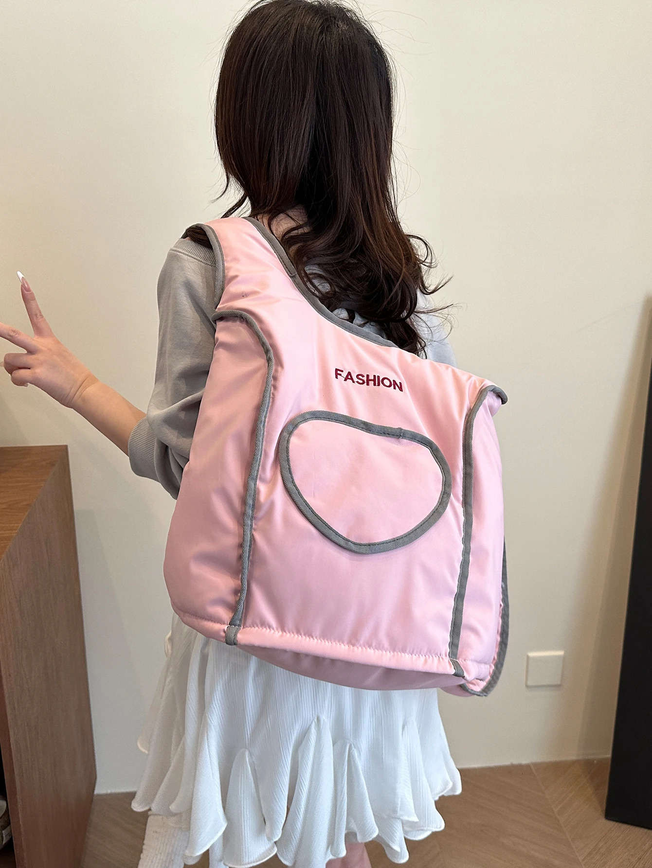 Korean Niche Lazy Style Versatile Casual Lightweight Multi-Purpose Backpack Wide Shoulder Strap Heart Student Cla