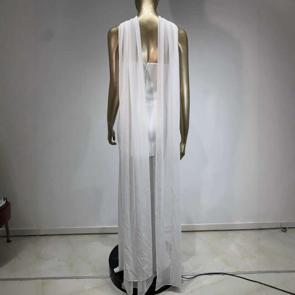 Maxi Dress New Formal Strapless And Neck Hanging Transparent Long Dress Party Dress KQ