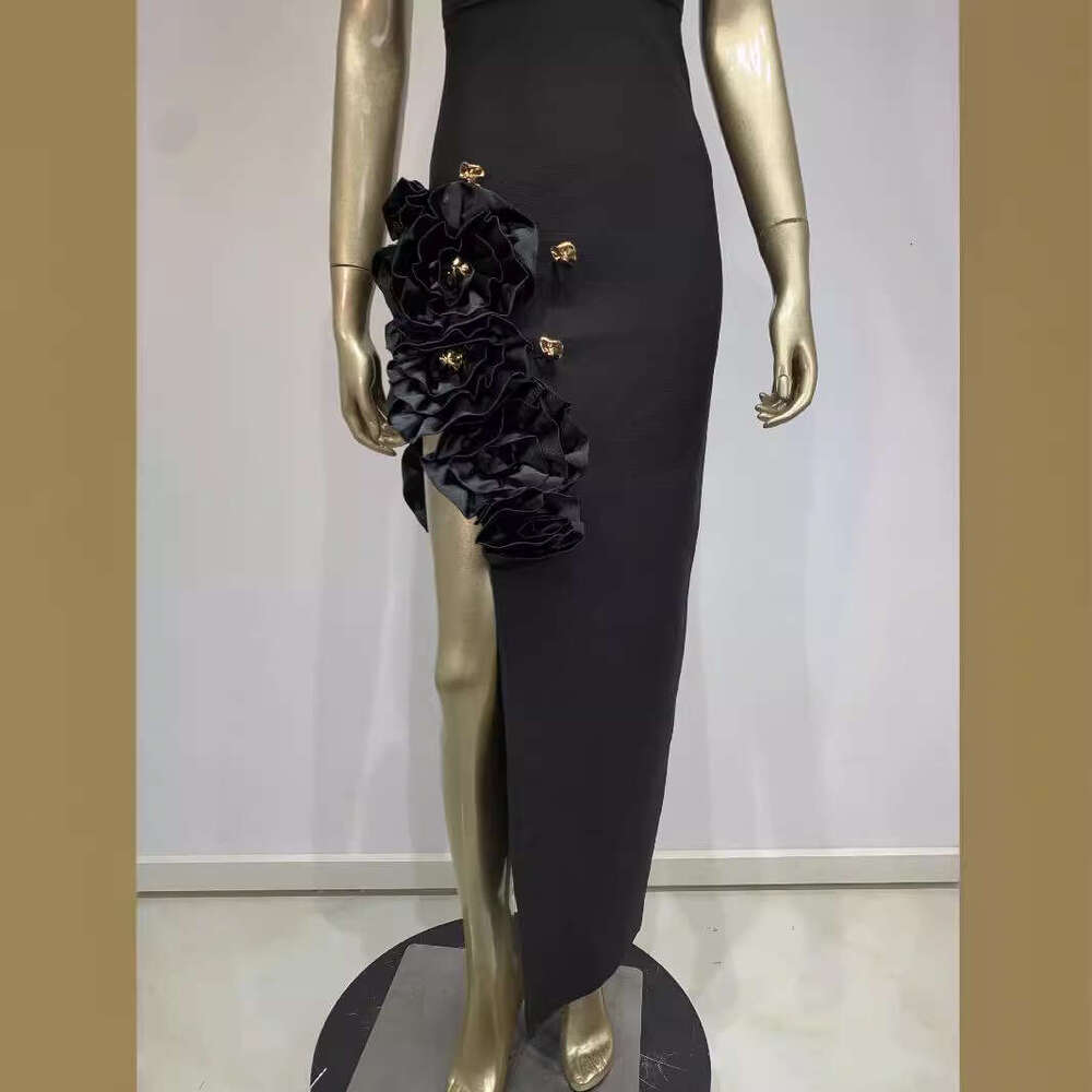 Maxi Dress New Bandage Skirt Sleeveless Patchwork Leg Exposed Banquet Party Dress KQ