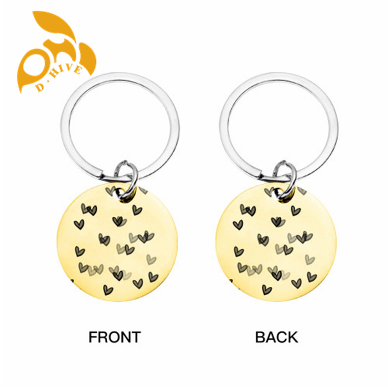 fashion Stainless steel keychain (double-sided laser engraving) 3x3cm suitable for pet accessories.