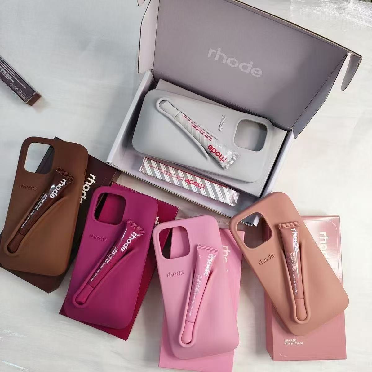 2025 rhode phone case Lipstick Case Apple iphone 16 pro max cases Lip Gloss Lipstick Lip Balm 3D Make-Up Silicone Phone Case for iPhone 15 14 13 Holde