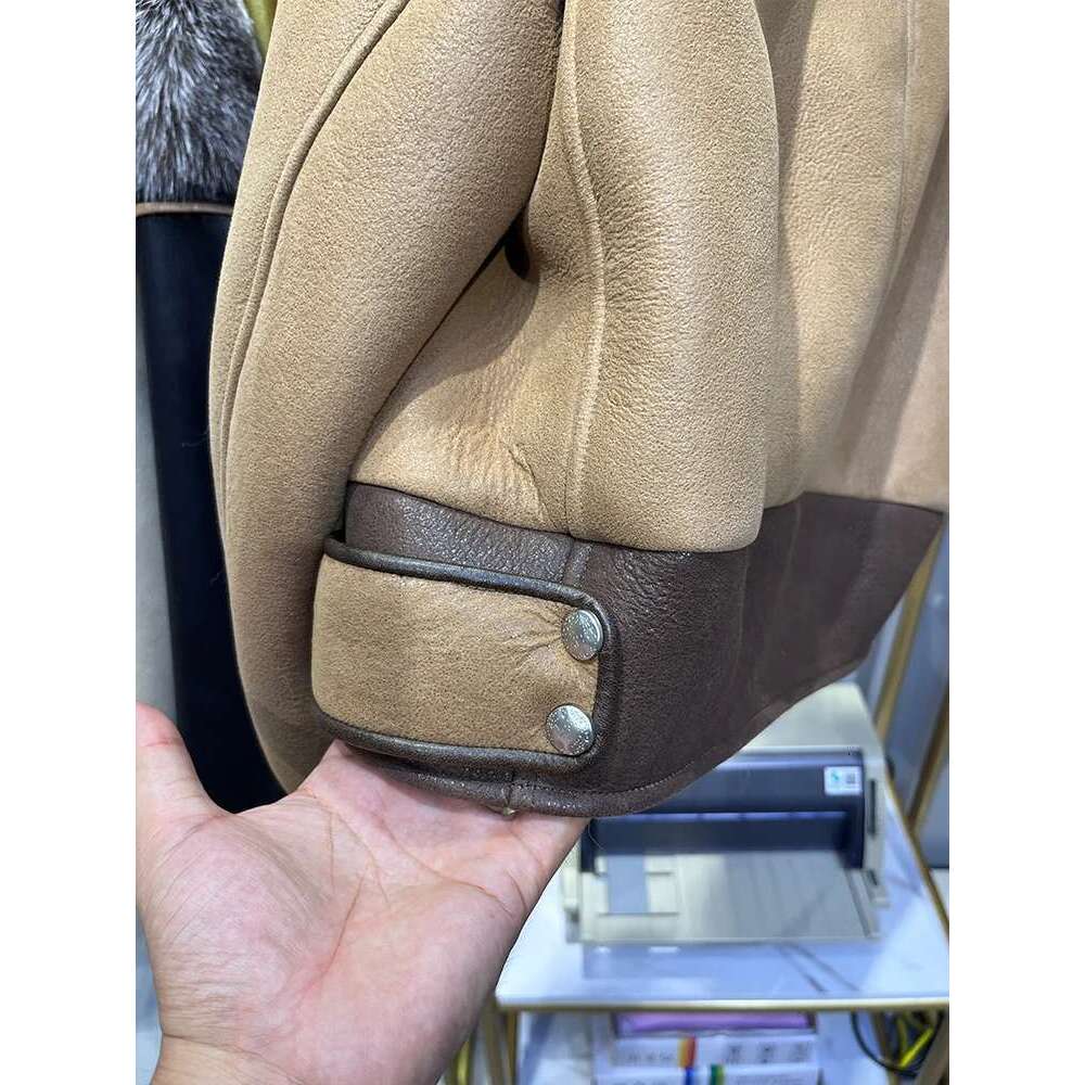 Winter Women Real Natural Fox Collar Mink Merino Sheep Fur Coat Genuine Leather Jacket Thick Female Coats Designer