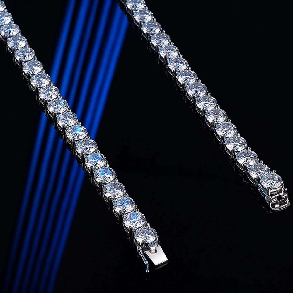 IGOTOS 2ct Full Moissanite Tennis Necklace Men Sterling Sier Certified 8mm Hip Hop Trendy Lab Dia Neck Chain