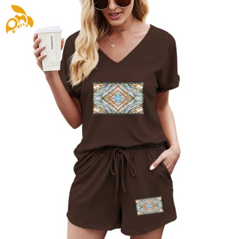 Free Shipping Designer Summer Women's Two Piece Pants shirt Customized Ladies' short-sleeved casual suit S-XL