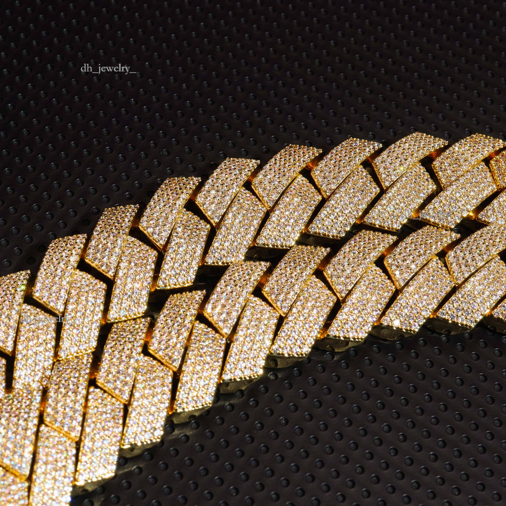 Gra Certificated Vvs Moissanite Hip Hop Jewelry Solid Sier Rapper Necklace Gold Plated Grown Dia 20mm 20in Link Chain