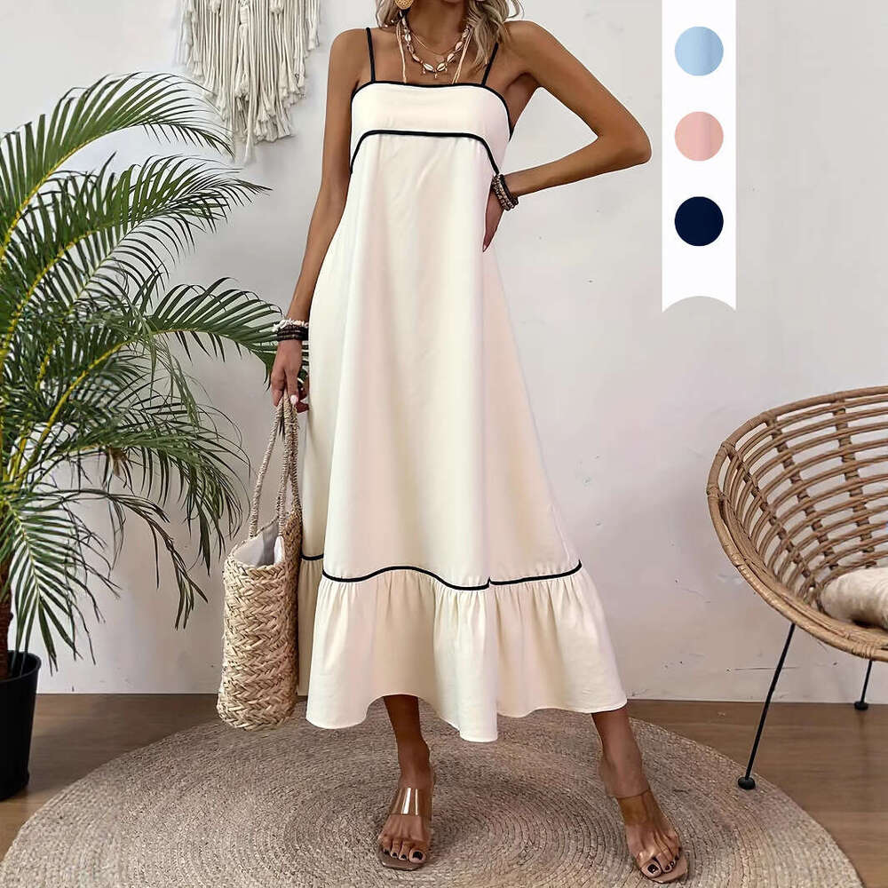 Maxi Dress Women S Summer Dress Sweet Solid Color Strap Skirt New Product KQ