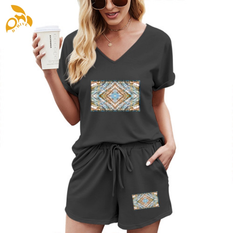 Free Shipping Designer fashion Summer Women's Two Piece Pants shirt Customized Ladies' short-sleeved casual suit S-XL