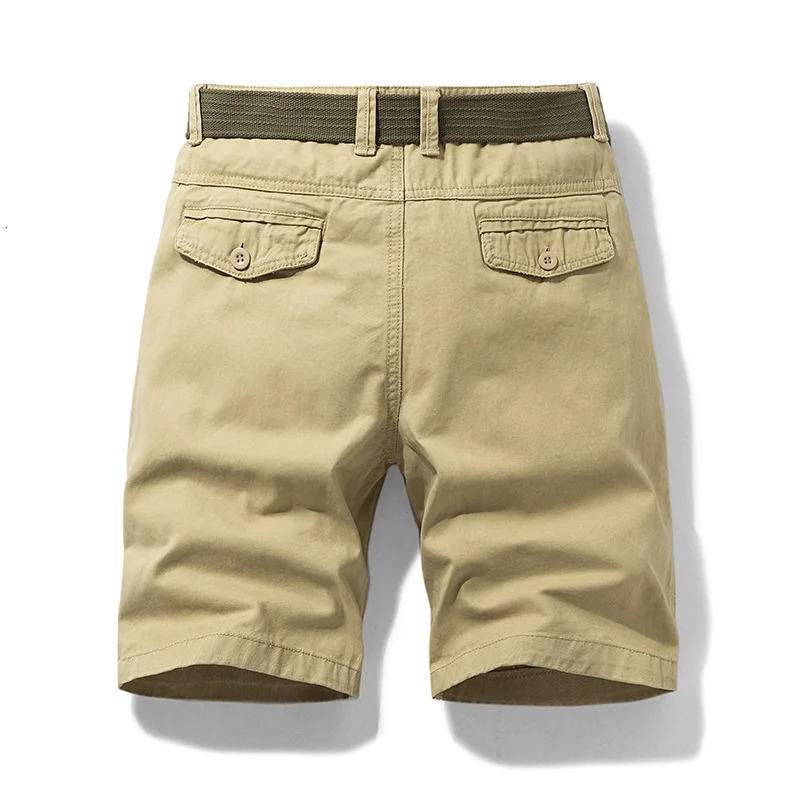 Summer thin multi pocket pure cotton workwear shorts mens oversized loose straight leg five point casual over knee beach shorts 250517