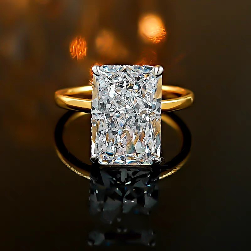Luxury Jewelry Wedding Rings Genuine 100% S925 Sterling Silver Long Ice Flower Cut Square White Moissanite Diamond Lady Designer Engagement Eternity G