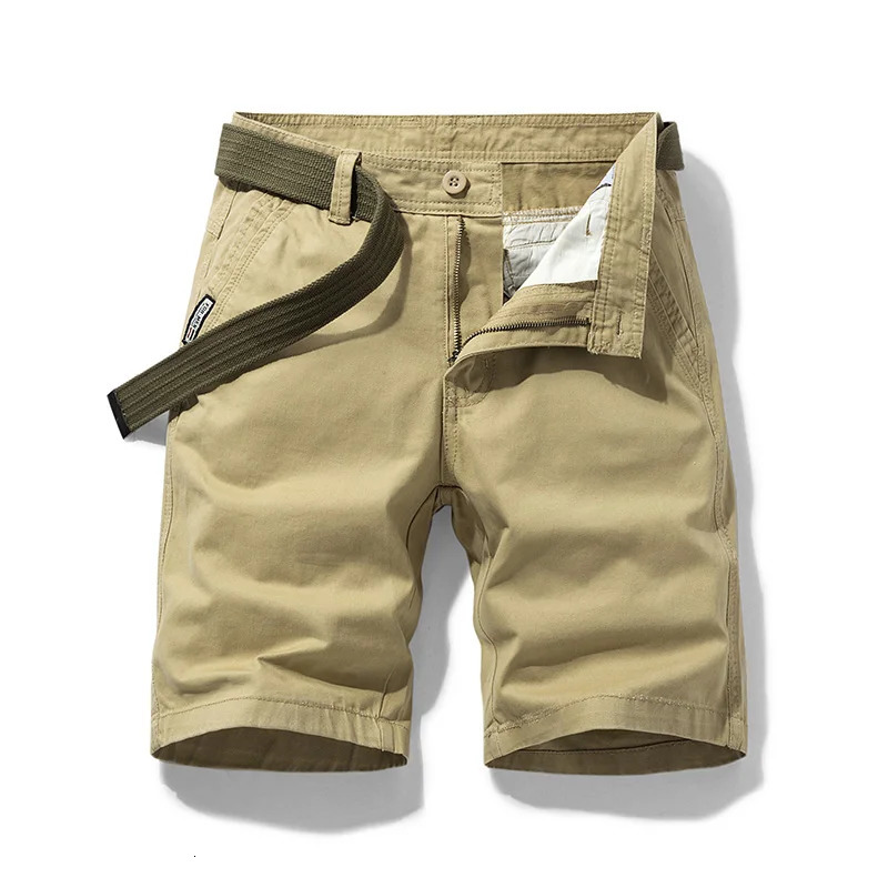Summer thin multi pocket pure cotton workwear shorts mens oversized loose straight leg five point casual over knee beach shorts 250517