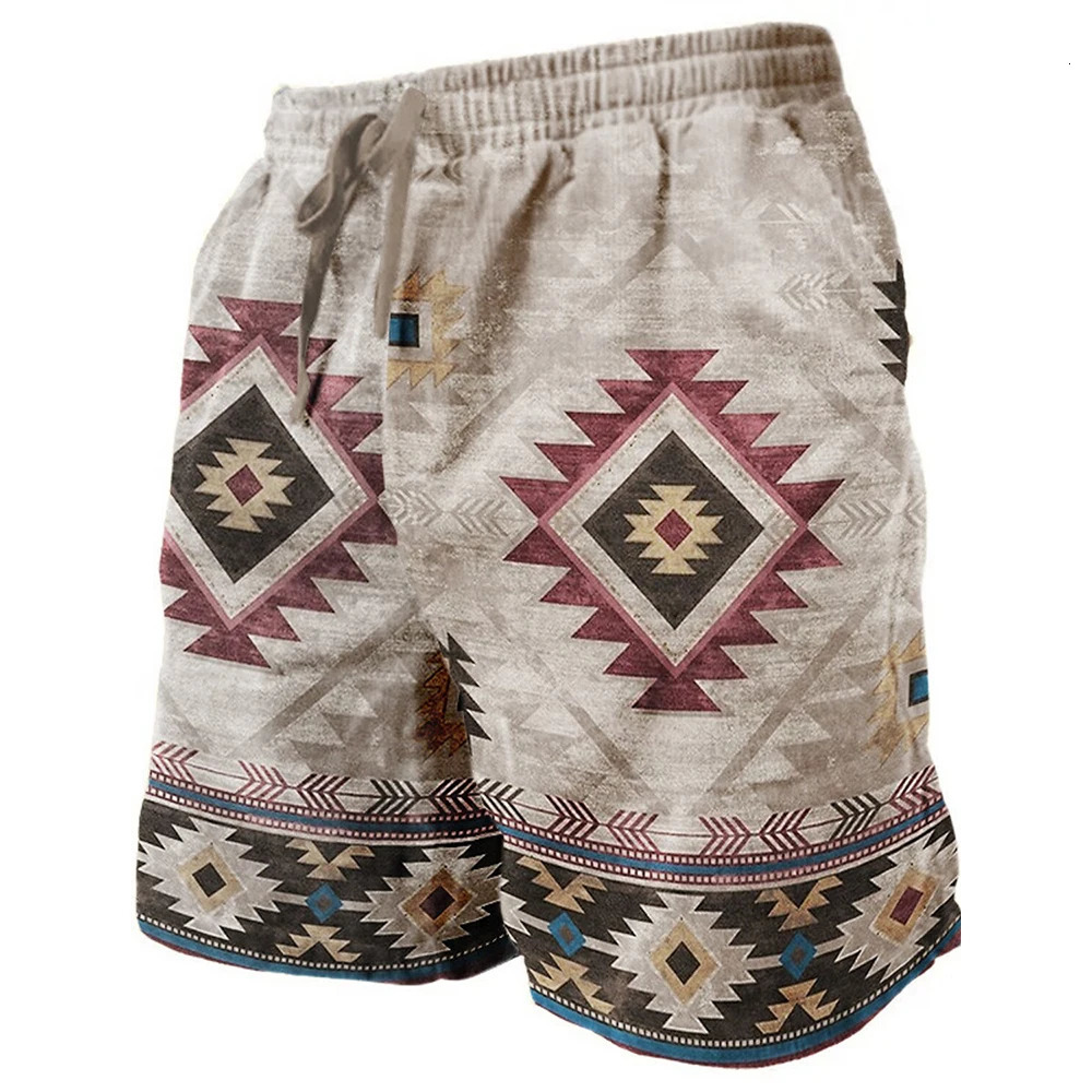 Ethnic Style 3D Print Beach Shorts Mens Vintage Casual Board Male Swimming Trunks Kids Short Pants Man Swimsuit Clothing 250516
