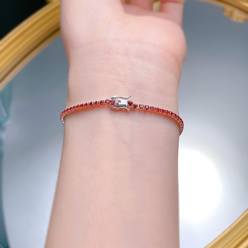 Elegant European Style Genuine S925 Sterling Silver Womens Bracelet Studded with Lustrous Diamonds