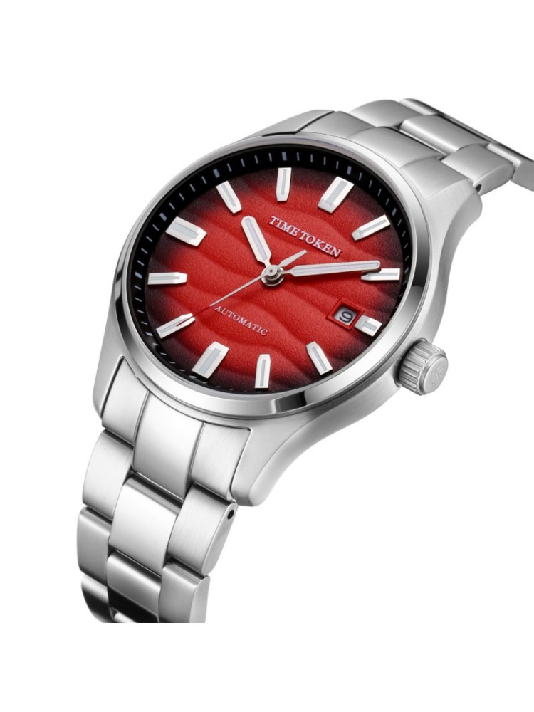 40mm TIMETOKEN Men's Dress Watch with Desert Texture - Automatic Mechanical, Sapphire Crystal, 50m Water Resistance, Luminescent Design