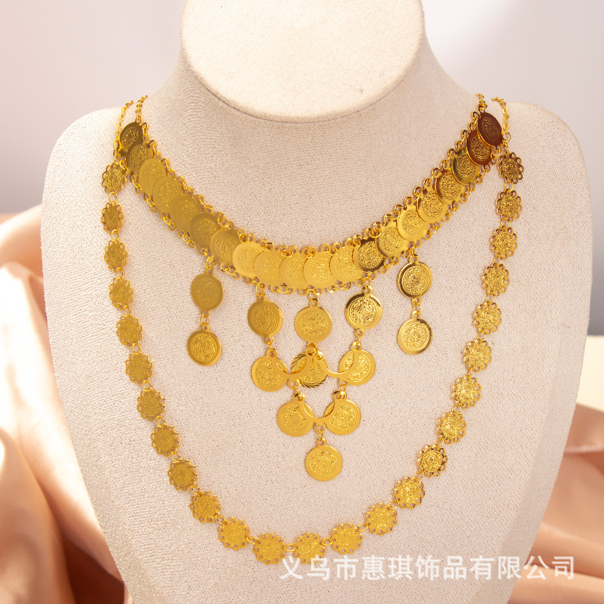 Bridal Wedding Jewelry Set Round Coins Classic Gold Plated Bohemian Tassel Coin Jewelry241105