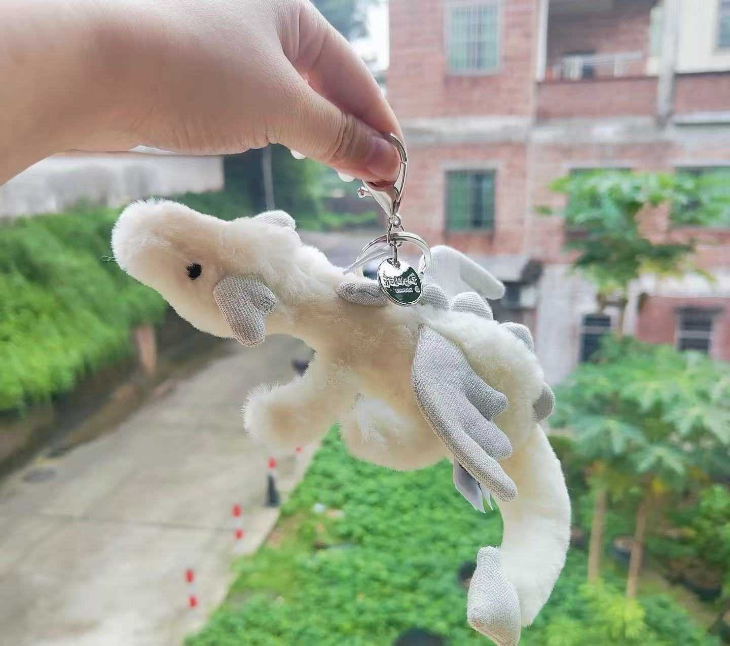 Plush Keychains UK JE Snow Dragon Bag Pendant Cute Plush Toy Doll Bag Pendant Keychain Soothing Toy