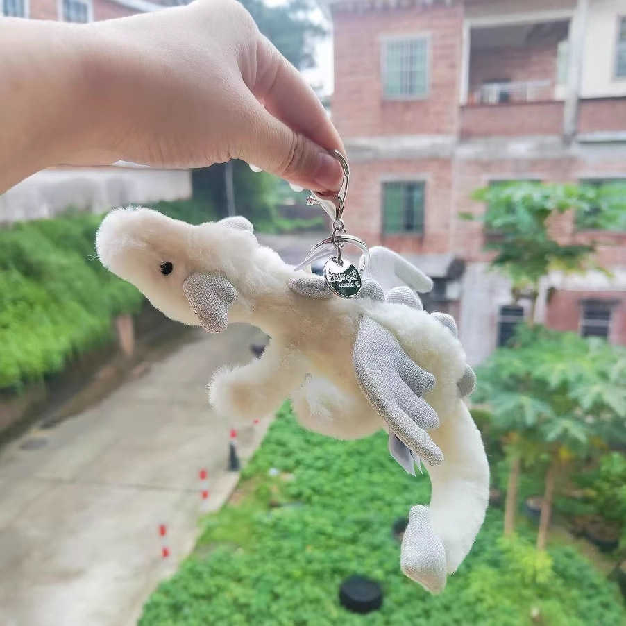 Plush Keychains UK JE Snow Dragon Bag Pendant Cute Plush Toy Doll Bag Pendant Keychain Soothing Toy