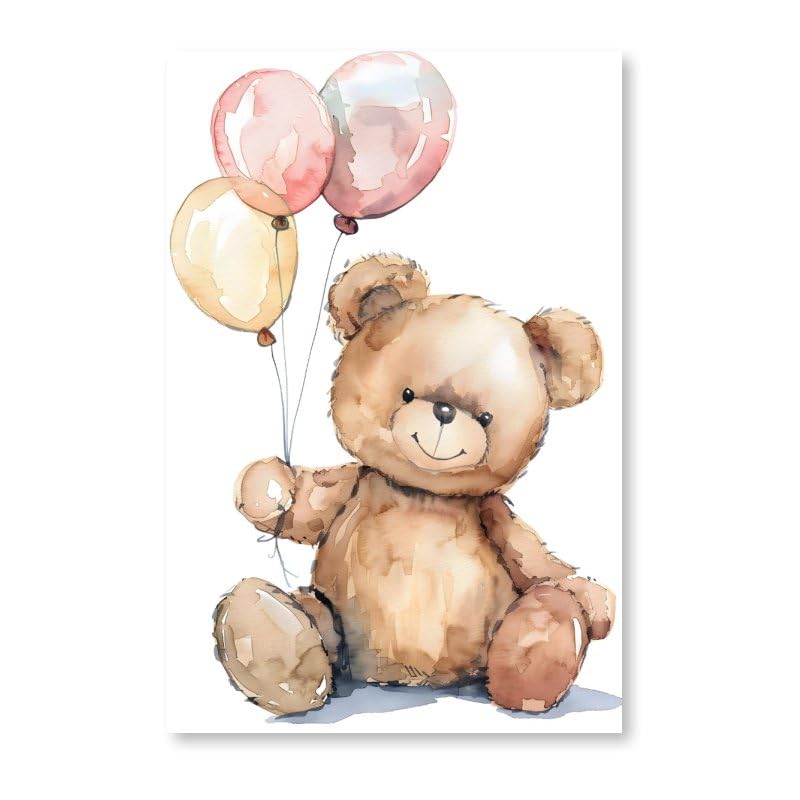 Generic Watercolor Baby Teddy Bear Children's Room Canvas Poster Wall Art Decor Print Picture Paintings for Living Room Gift ForBedroom Decoratio