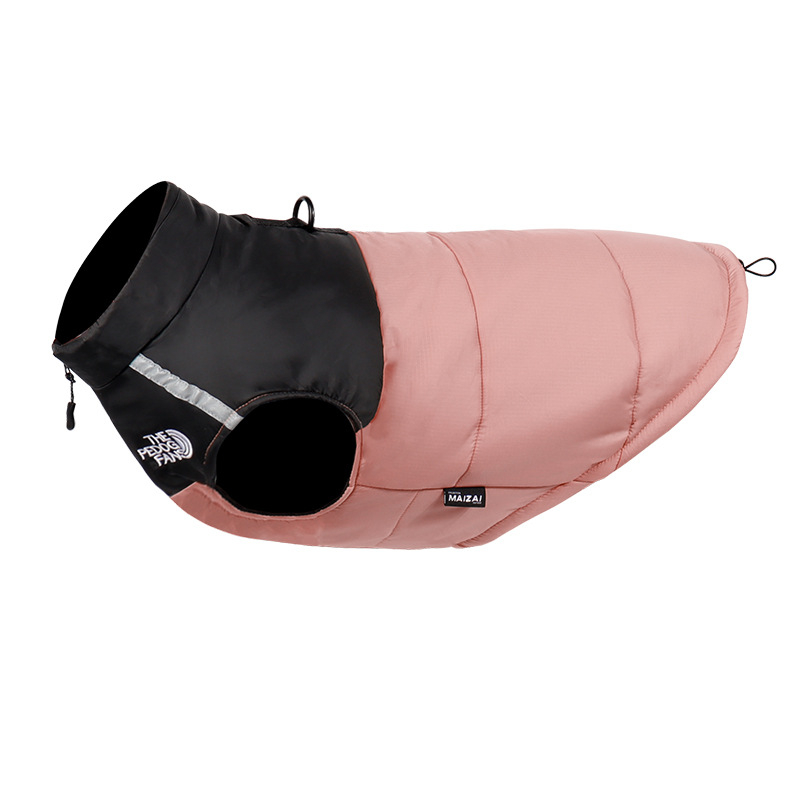 Dog Winter Coat with Leash D-ring, Dog Jacket Clothes with Zipper on Chest, Waterproof Windproof Warm Vest, Reflective Cold Weather Coats, for Small M