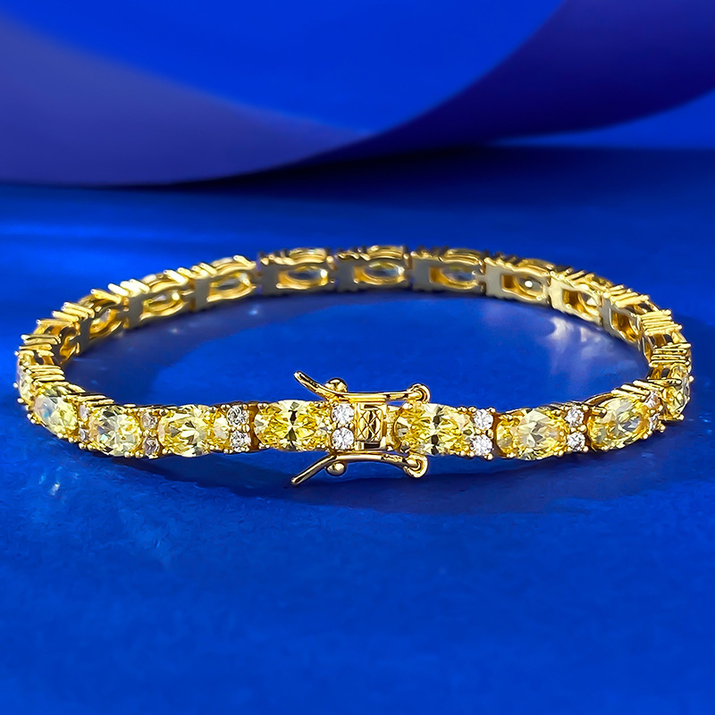 Elegant Oval Diamond Ring Style Bracelets by S925 Sterling Silver Craftsmanship