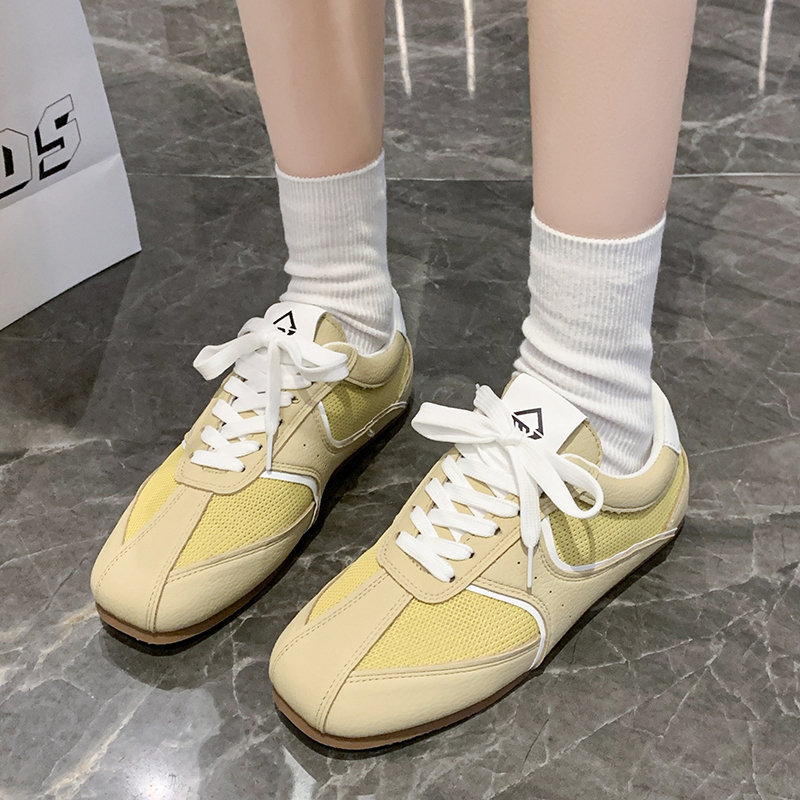 2025 Spring Autumn Metallic GermanTrainer Shoes Flat Ballet Shoes Retro Summer Versatile Soft Bottom Sports and Leisure Board Shoes Fashion Outdoor Ru