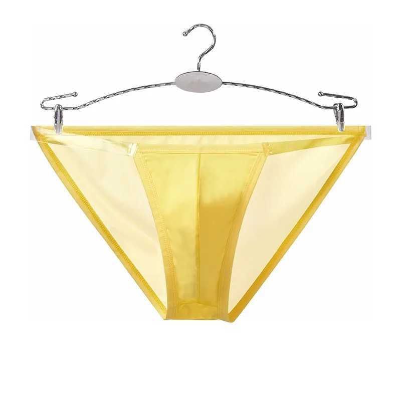 Mens Underwear Ice Silk Net Yarn Mid Waist No Trace Ultra Thin Breathable Underpants J250516