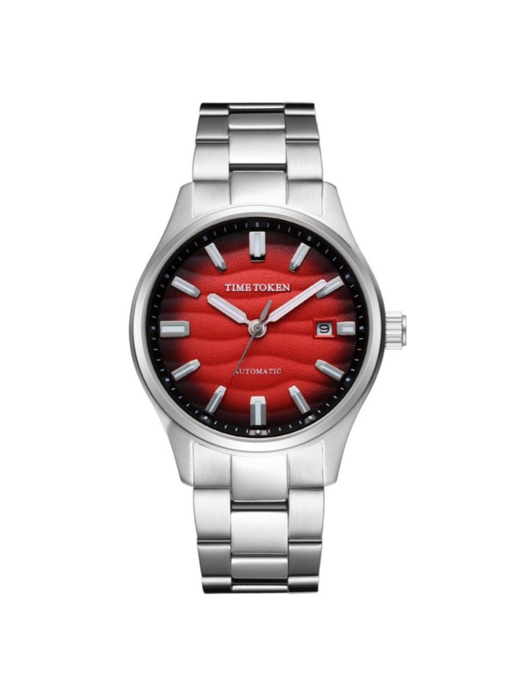 40mm TIMETOKEN Men's Dress Watch with Desert Texture - Automatic Mechanical, Sapphire Crystal, 50m Water Resistance, Luminescent Design
