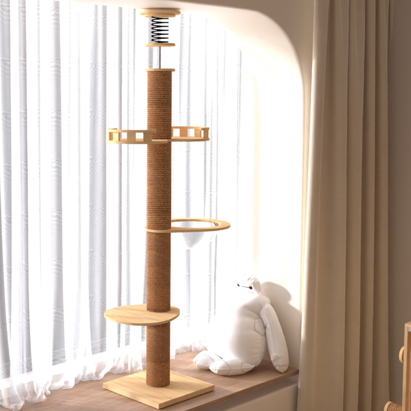 Cat Tree Solid Wood Cat Climbing Tower with Robust Structure - Height 100 Inch