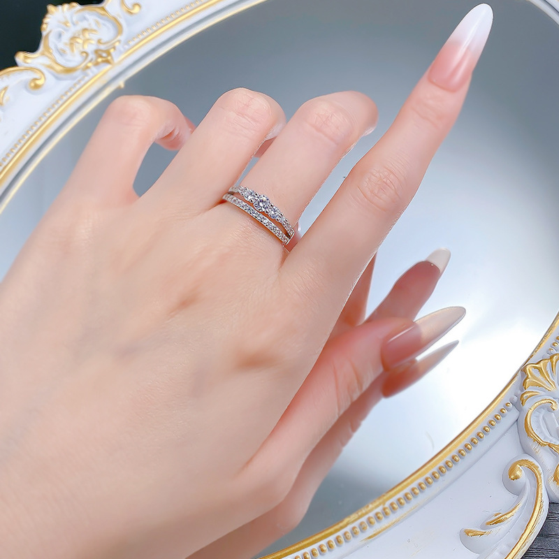 Brand Elegant Weddi Ris Luxury Jewelry Real 100% 925 Sterli Silver Designer Round Cut White Lab Moissanite Diamond Party Eternity Women Eagement Band