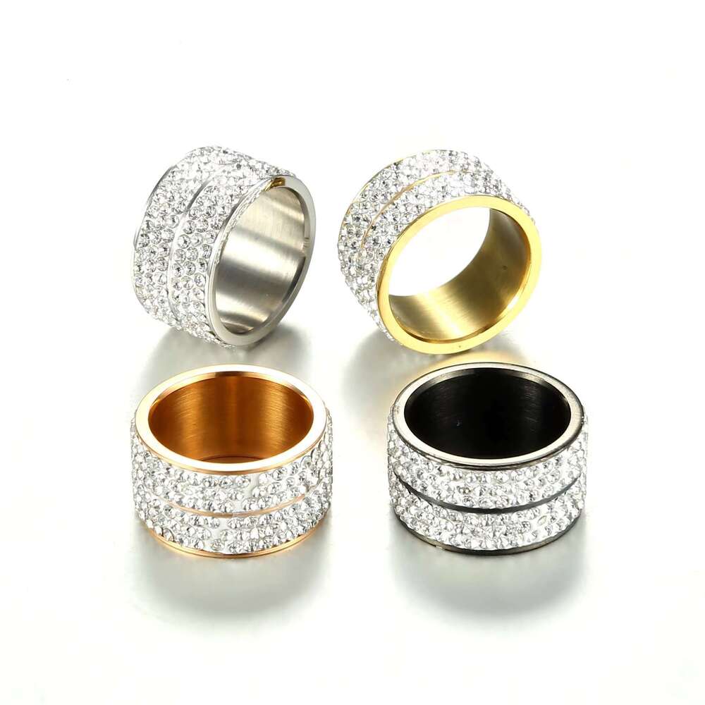 Declaration: Hip hop Rock Stainless Steel Jewelry Gold Diamond Round Men's and Women's Rings
