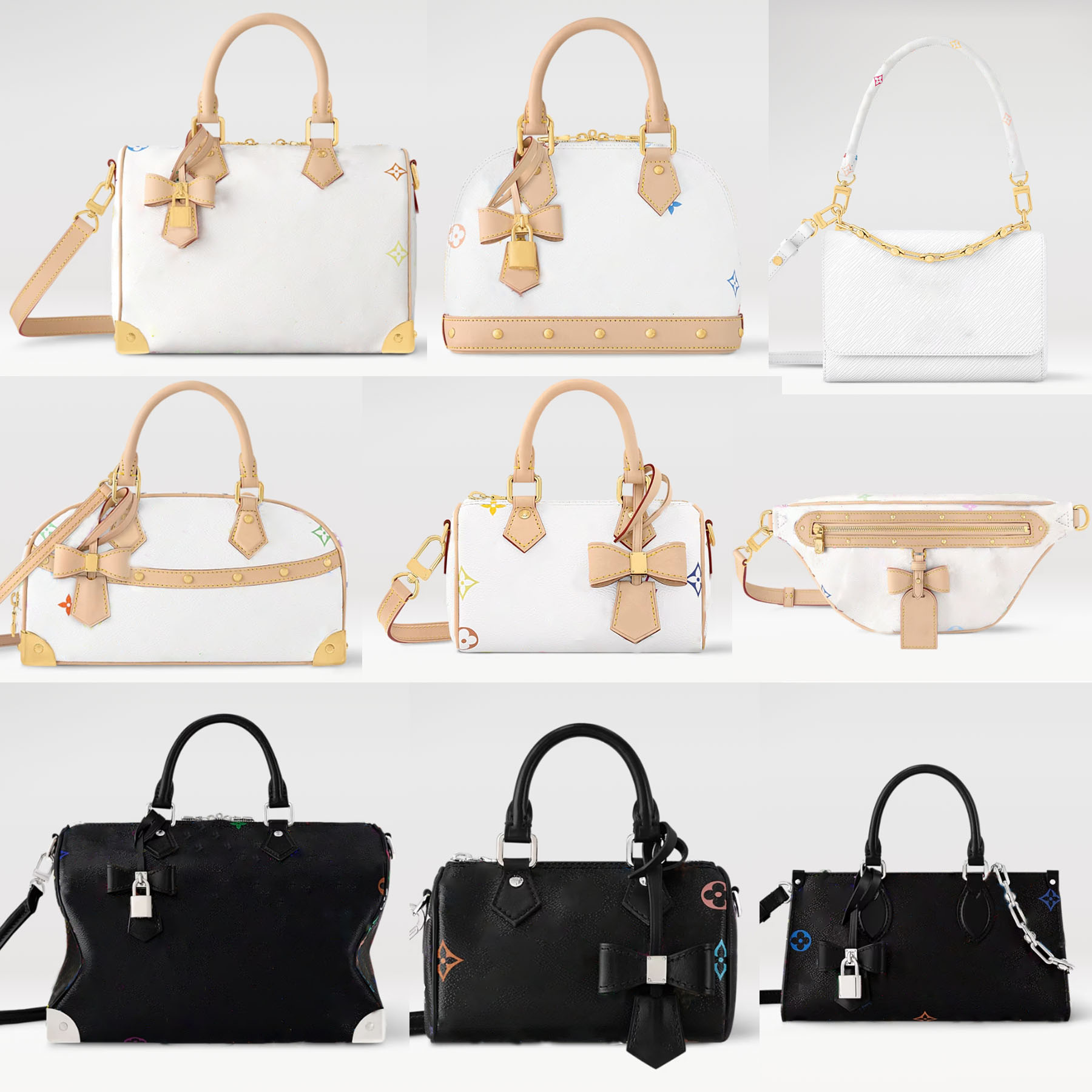 Rainbow Designer Bag Murakami Bag Shoulder Bags Women Leather Canvas Colorful Bag Fashion Composite Lady Beach Clutch Tote Woman Bag Purse Wallets