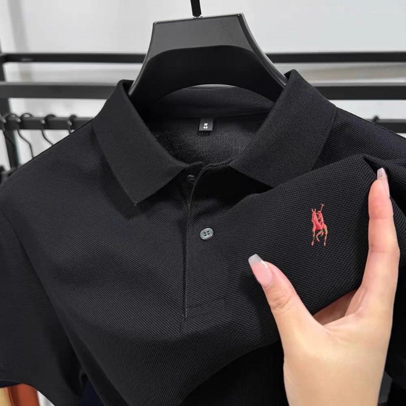 Men's Polos Summer Pure Cotton Polo Top Short Sleeved Designer Brand Embroidered Pattern Business Casual Lapel T-shirt