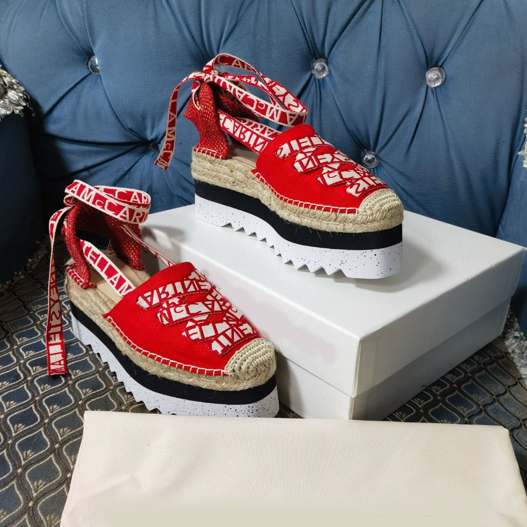 2025 Platform Espadrilles Stella Sandals 8cm Increasing Fashion Wedge Denim Summer Shoes e1