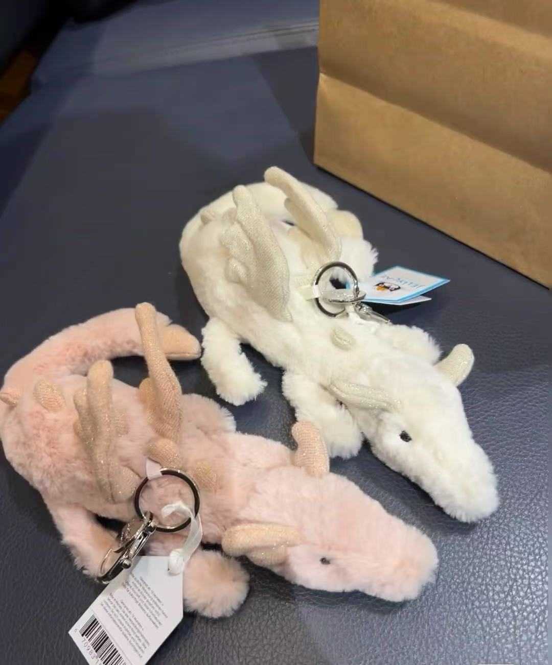 Plush Keychains UK JE Snow Dragon Bag Pendant Cute Plush Toy Doll Bag Pendant Keychain Soothing Toy