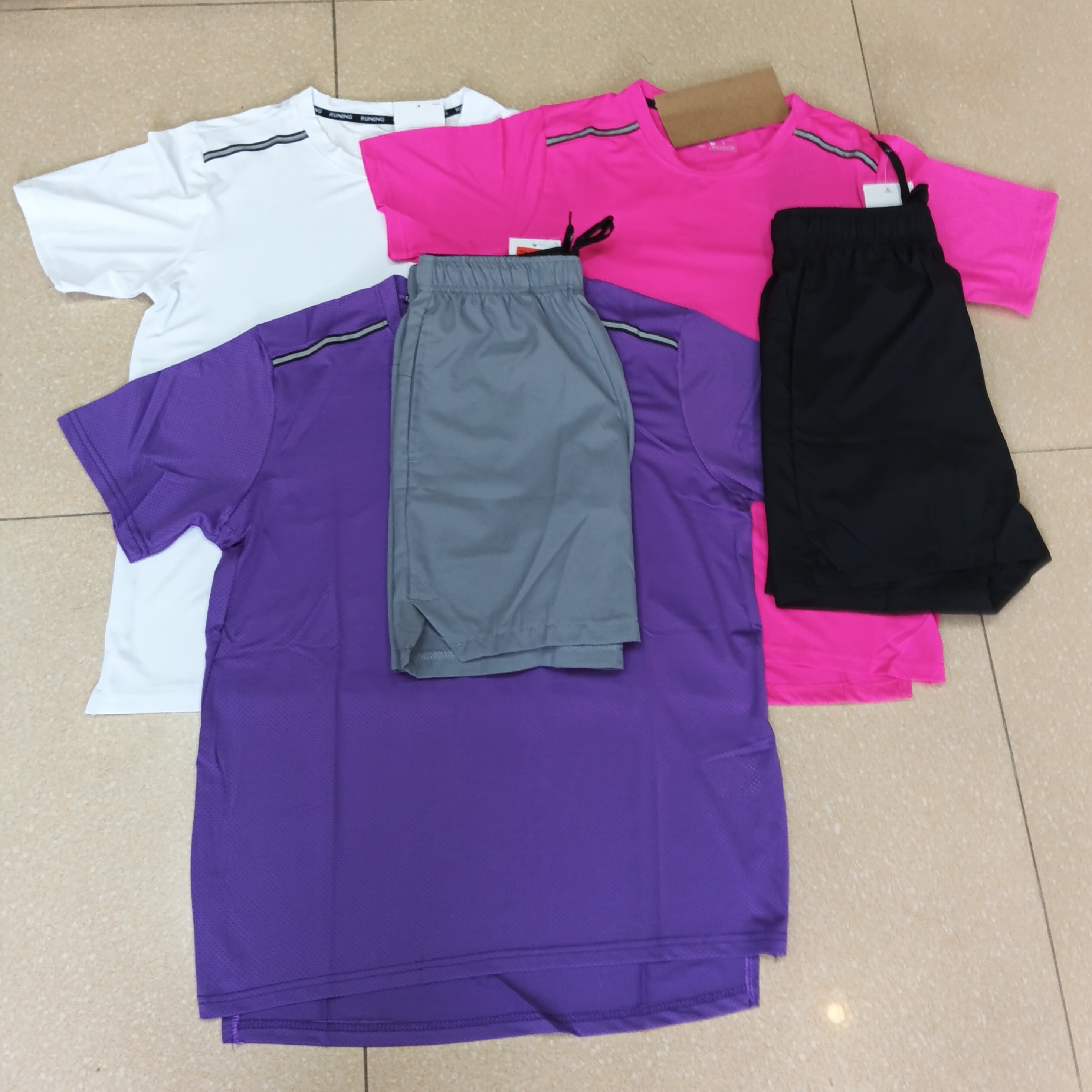 mens tracksuits tech set two-piece sport fitness suit summer running shirt shorts reflective quick-dry jogger sportswear basketball t-shirt soccer jersey beach tees