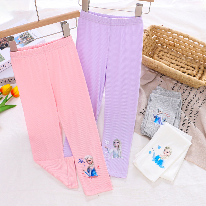 DISNEY toddler designer clothes infant designer clothes Frozen Elsa princess Girls' pants with princess print and label-free design.