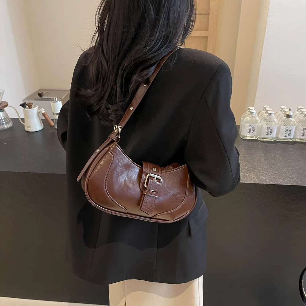 Silver Shoulder Baguette Bag for Women Vintage Y2K Style PU Leather Underarm Purse Small Retro Handbag with Buckle Flap for Daily Commuting or Party