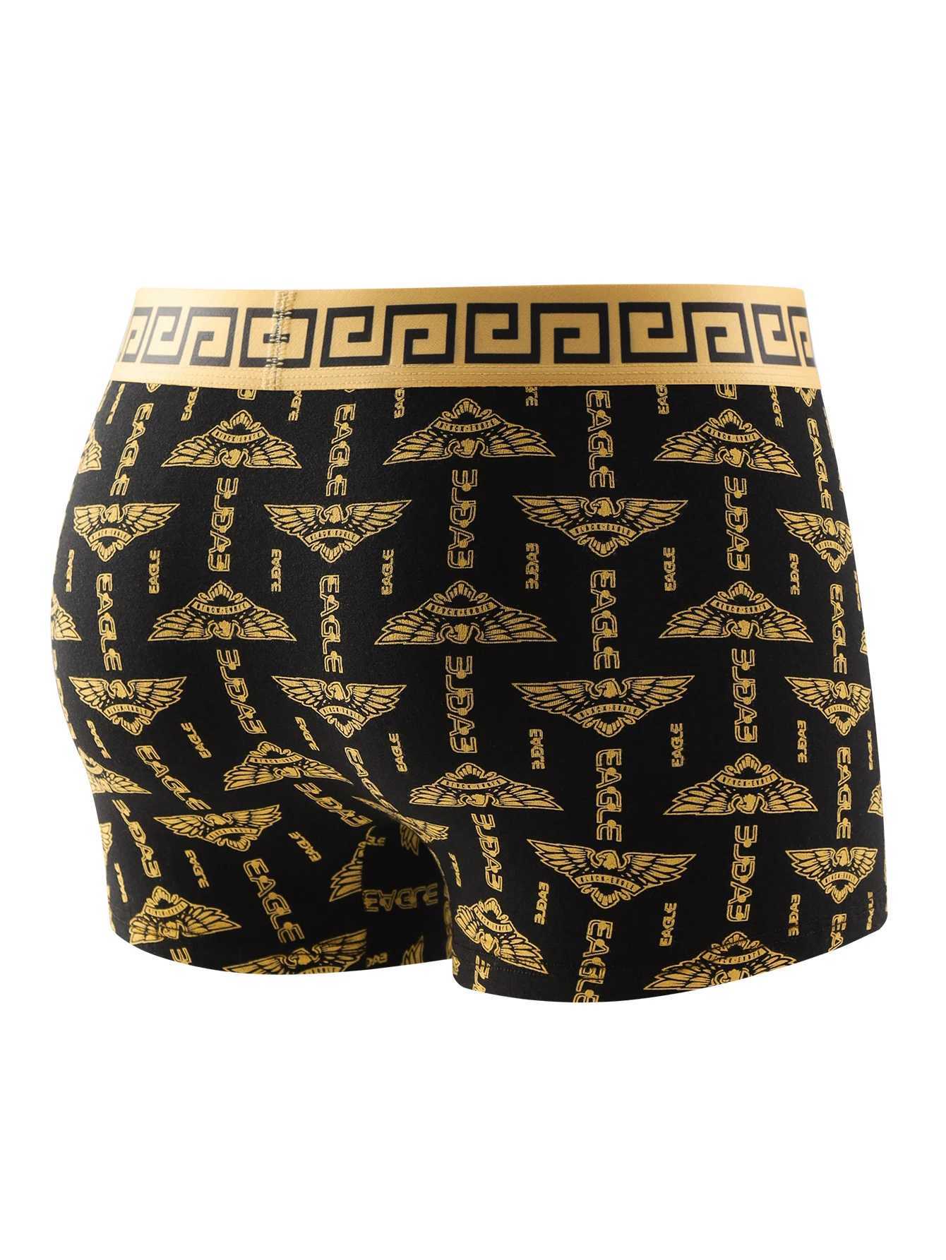 4 pieces of mens underwear boxer shorts mens underwear black and gold boxer underwear breathable mens plus size universal J250516