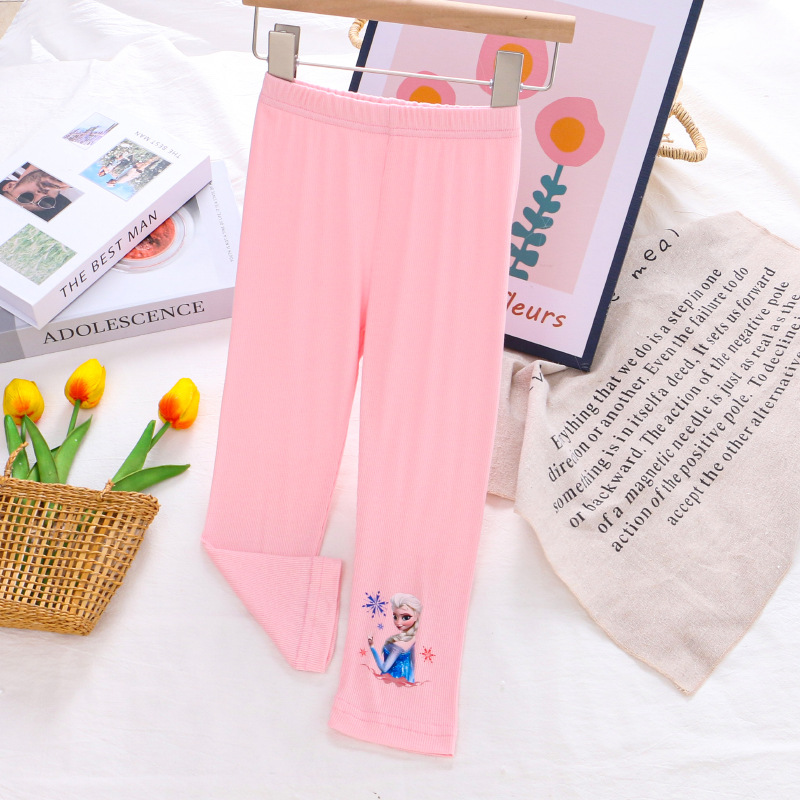 DISNEY toddler designer clothes infant designer clothes Frozen Elsa princess Girls' pants with princess print and label-free design.