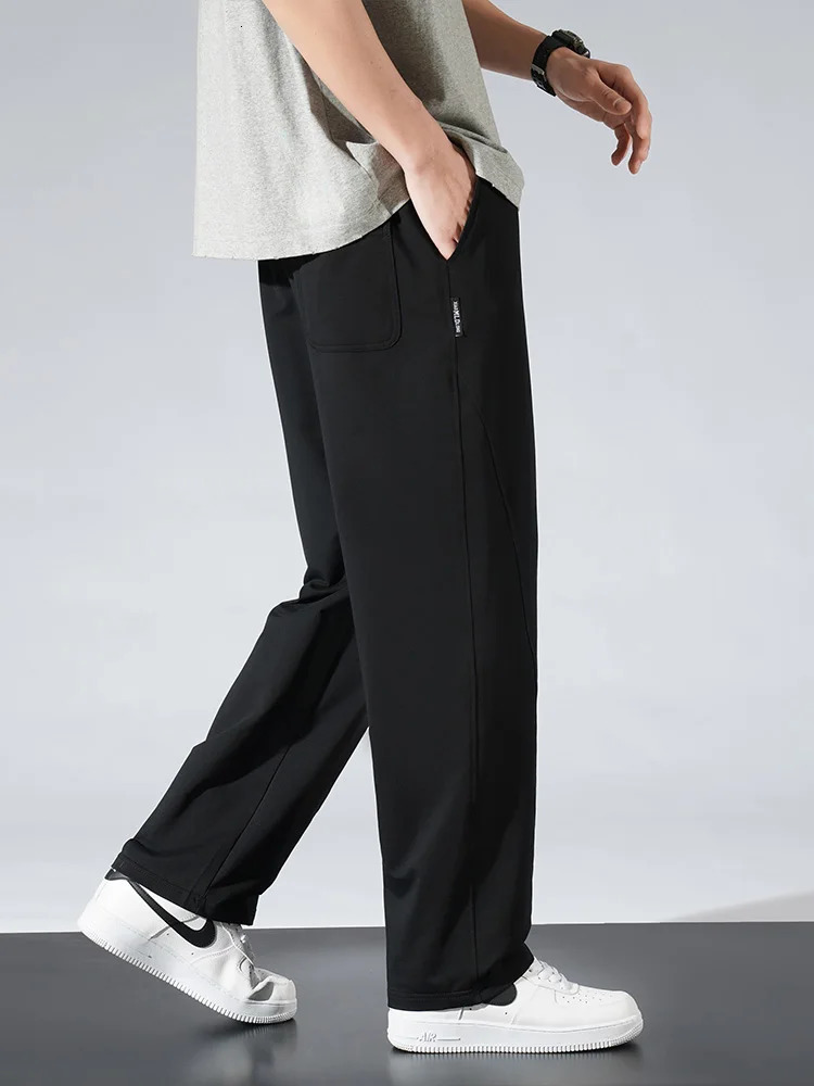 Mens Summer Sweatpants Lightweight Cotton Loose Fit Sports Pants Black Grey Home Basic Straight Trousers 250513Z