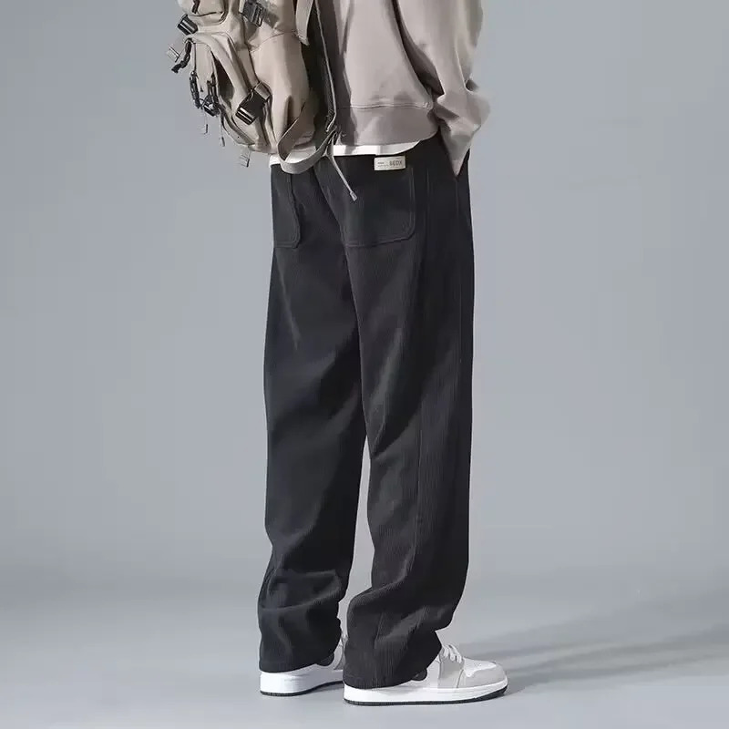 Vintage Corduroy Mens Pants American Style Straight-Leg Bell Bottoms Heavy Draped Loose-Fit Casual Trousers For Spring And Autu 250519