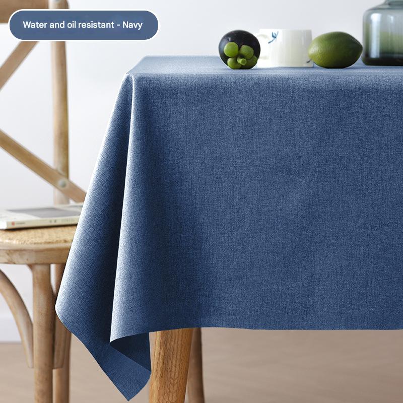 A698 Fabric cotton and linen tablecloth waterproof and oil-proof solid color rectangular tablecloth dust cover towel household coffee table tablecloth