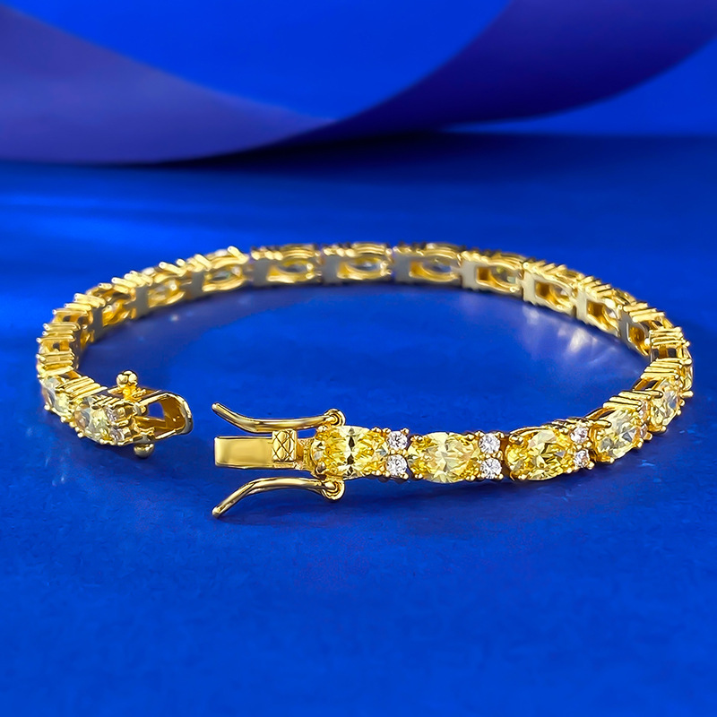 Elegant Oval Diamond Ring Style Bracelets by S925 Sterling Silver Craftsmanship
