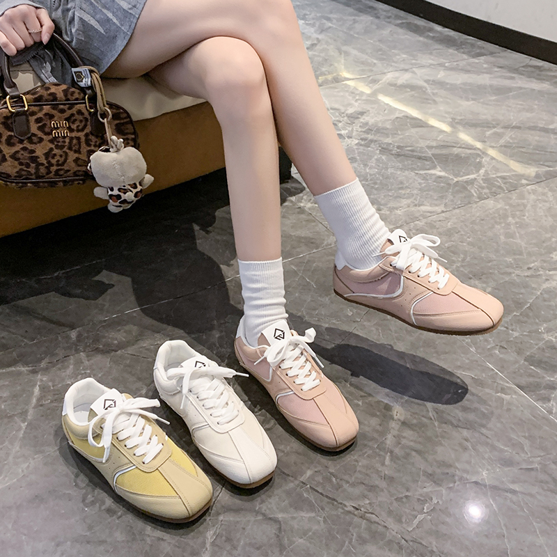 2025 Spring Autumn Metallic GermanTrainer Shoes Flat Ballet Shoes Retro Summer Versatile Soft Bottom Sports and Leisure Board Shoes Fashion Outdoor Ru