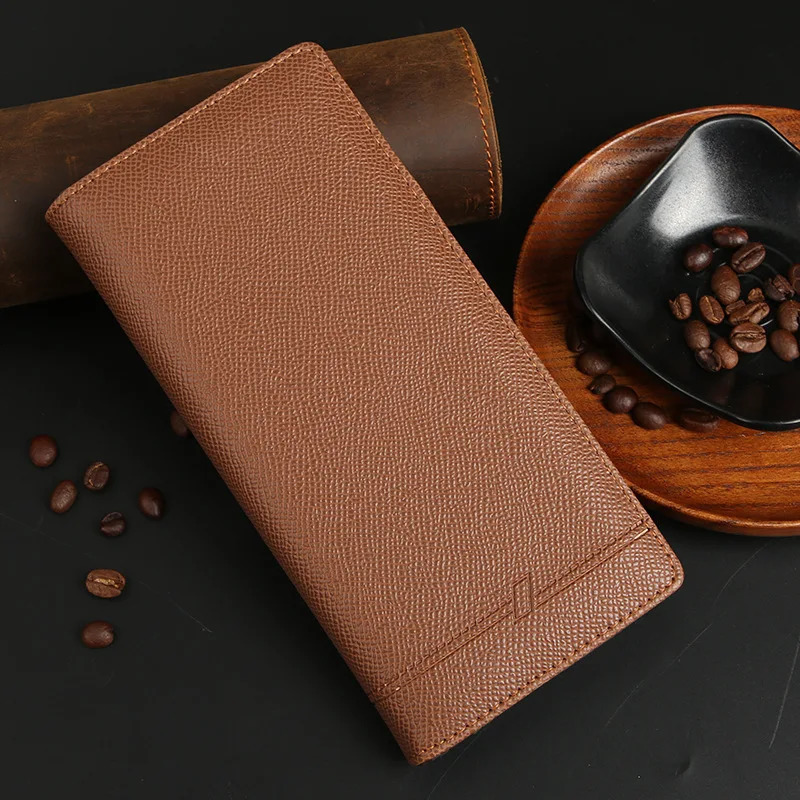 Mens Business Leather Slim Wallet Long Clutch Bifold Checkbook Credit Card Holder Purse with Zipper Coin Pocket Gift for Men 250519